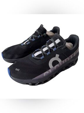 On Running Cloudmonster Running Shoes Men’s Size 14 Lace Up Sneakers Black Blue